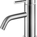Comllen Brushed Nickel Bathroom Faucet Single Hole, Single Handle Stainless Steel Sink Faucet with Pop-Up Drain, Lead-Free Bathroom Faucets for RV Vanity Lavatory (Short Fixed Spout)