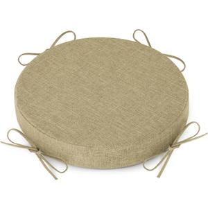 AddGrace Round Bar Stool Cushions with Ties Set of 1 Non Slip Seat Cushions 12x12 Inch Washable Chair Pads Removable Washable Cover Beige