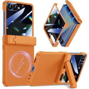 Magnetic for Samsung Galaxy Z Flip 7 Case with Hidden Kickstand, Orange