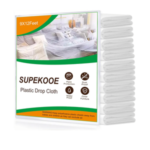 Plastic Drop Cloth,12 x 9 Ft Plastic Sheeting for Painting,Thick Dust-Proof Tear-Resistant Painters Plastic Dust Tarp for Furniture Car(10 Pack)