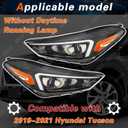 TODO Halogen Headlight Assembly Pair Compatible with 2019 2020 2021 Hyundai Tucson, Replacement for 92101-D3500 92102-D3500,Non-LED Model