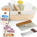 Superbaking 10" Oval Banneton Bread Proofing Basket  Sourdough Starter Kit for Crusty Artisan Style Loaves, Includes Essential Bread Baking Supplies & Tools - Ideal Gift for Bakers