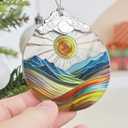 Sun & Mountain 2025 Holiday Ornaments - Christmas Ornaments, Stained Glass Christmas Tree Decor - Gift Idea for Friends - Mountain Theme