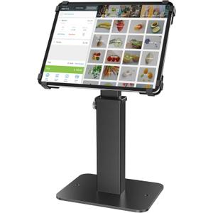 AboveTEK Anti-Theft iPad Kiosk Stand, 360 Rotation & Adj. Height 8.3"13.4", Heavy-Duty Steel & Aluminum, Fits 9.7"-13" Tablets, Security Retail POS Tablet Stand for Business & Commercial Use (Black)