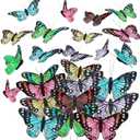 24 Pcs Monarch Butterfly Decorations 4 Size Artificial Monarch Feather Fake Butterfly Picks Crafts with Wire for Wall Flower Pot Spring Floral Party Home Decor(Fresh Colors)