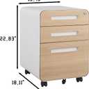 3 Drawer File Cabinet for Home Office, Under Desk Mobile Filing Cabinet with Lock for A4/Letter/Legal Size, 5 Wheel Anti-tilt Rolling File Cabinets, Fully Assembled