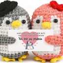 WenmthG Penguin Couple Crochet Gift – Handmade Knitted Penguin Lovers – Engagement Wedding for Couples, Husband Wife, Boyfriend Girlfriend