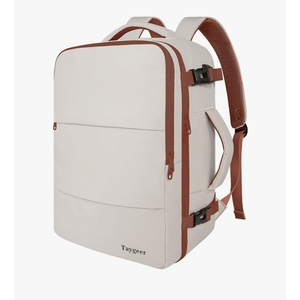 Taygeer Backpack for Women, College Backpack with Laptop Compartment & Shoe Pouch, 35l Travel Laptop Mochila Carry On Luggage, Airline Approved Personal Item Bag For Weekender Gym Hiking, Khaki White Large
