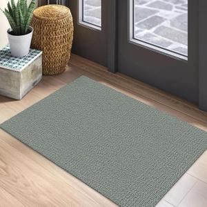 EARTHALL Washable Area Rug 2x3 Ft Non Slip Rugs for Entryway Braided Small Throw Rugs with Rubber Backing Door Mat Indoor Outdoor Entrance Rug for Kitchen Foyer Front Door, Green/Grey