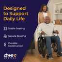 Drive Medical Silver Sport 1 Folding Transport Wheelchair - Lightweight Mobility Support - Full Armrests - Removable Swing-Away Footrests - Durable Steel Construction - Compact Folding Frame - Black