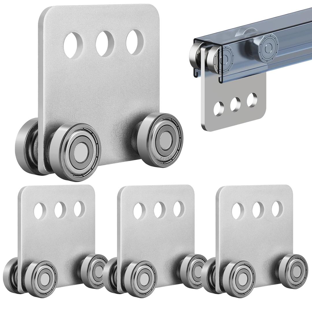 4Pcs 4 Wheel Trolley Assembly Rollers Four Bearing Trolley Assembly for 1-5/8" Wide and All 1-5/8" or Taller Strut Channel