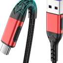 Durcord USB C Cable, Upgarded 2Pack 10ft USB Fast Charging 10 Feet Type C Charging Cord Cable, Fast Type C Charger Braided USB Cable Compatible with iPhone 15 Pro/Plus/Max/Android/Phone/Pad -Red