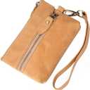 Soft Leather Wallet, Wristlet Clutch Purses for Women,Key Case Leather Pouch, Keychain Wallet with 6 Hook,Travel Organizer, Brown