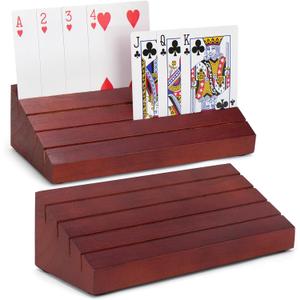 LotFancy Playing Card Holder for Kids, Adults, Seniors, 2 Pack, Wooden Hands Free Card Holders for Playing Cards, Family Card Game Nights, Canasta, Poker Parties