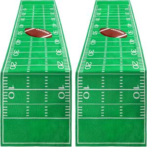 Tegeme 2 Pcs Football Table Runner Game Tablecloth Day Table Cover Halloween Green Tables Runner Centerpieces Decor for Kitchen Dining Home Soccer Party Decoration(Party)