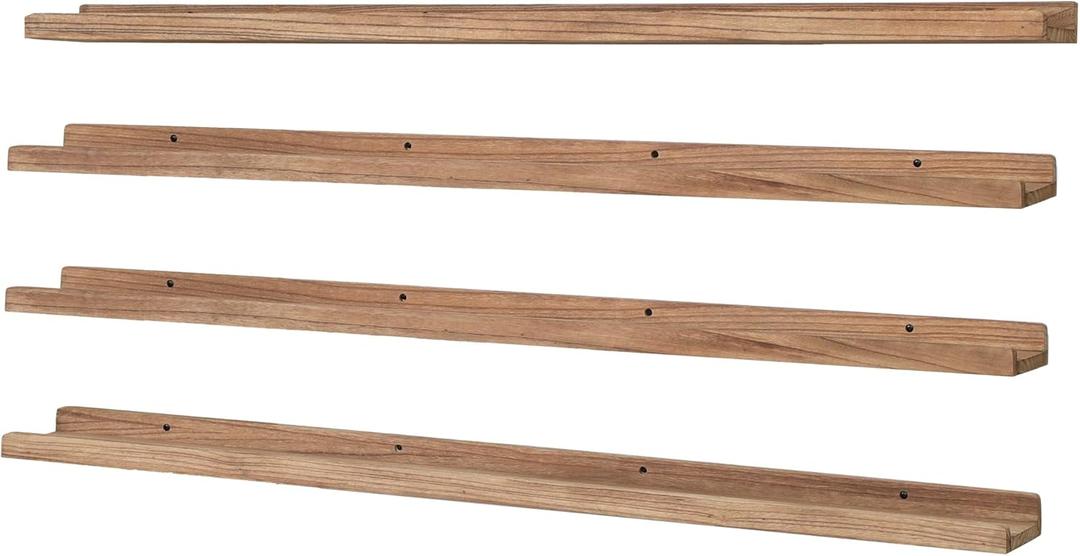 Long Floating Shelves for Wall 47 Inch,Real Wood Picture Ledge Shelf with Lip Set of 4,Photo Frame Storage Display for Living Room Nursery Room Bedroom Bathroom Kitchen Decor(Carbonized Black)