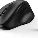 Ergonomic Wireless Mouse with USB Receiver for PC Computer, Laptop and Desktop, Ergo Mouse Vertical with Silent Clicks Long Battery Life, Up to 1600 DPI & 1 AA Battery Powered, Black