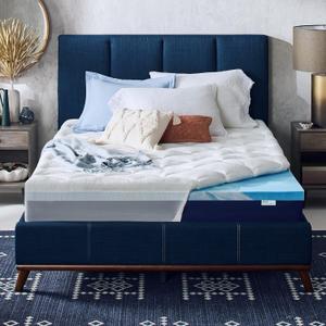 Sleep Innovations Cooling Comfort Gel Memory Foam Dual Layer Mattress Topper, 4 Inch, King Size, Pillow Top Cover (King)