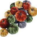 Winlyn 16 Pcs Assorted Small Faux Rustic Harvest Velvet Pumpkins Decorative Rust Orange Gold Olive Gray Fabric Pumpkins Foam Pumpkins Farmhouse Fall Thanksgiving Halloween Table Centerpiece Decor