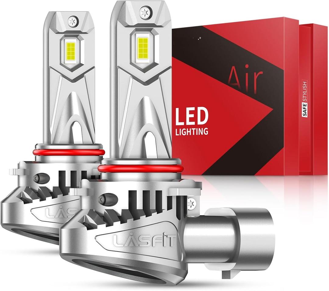 LASFIT BEAM 9005 Bulbs, 30000lm 800% Brightness 2025 Upgrade Super Bright 6000K Cool White HB3 Fog Light Bulbs, Real 1:1 Mini Size with Cooling Fan, Plug and Play Non-Polarity, Pack of 2