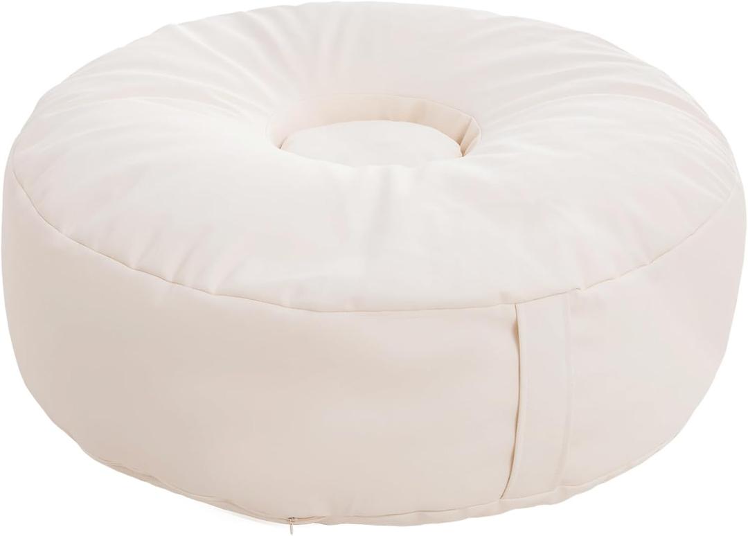 Newborn Posing Beanbag (Unfilled) for Baby Photography | 32″ Donut Style Prop Pillow | Durable Vegan Leather, Handle for Travel, Studio or Home Photos
