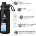 Farsea Insulated Water Bottle With Paracord Handle, Protective Boot and 2 Lids (Straw Lid & Spout Lid), Stainless Steel Water Bottle Wide Mouth, Double Wall Sweat-Proof BPA-Free, 18 oz (Black)