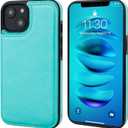 ONETOP Compatible with iPhone 14 Wallet Case with Card Holder, PU Leather Kickstand Card Slots Case, Double Magnetic Clasp and Durable Shockproof Cover 6.1 Inch (Light Blue)