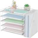 AUPSEN Desk Organizers and Accessories, 5-Tier Desktop Paper File Organizer with Removable File Holder, Desk Accessories & Workspace Organization for Home Office Supplies (White)