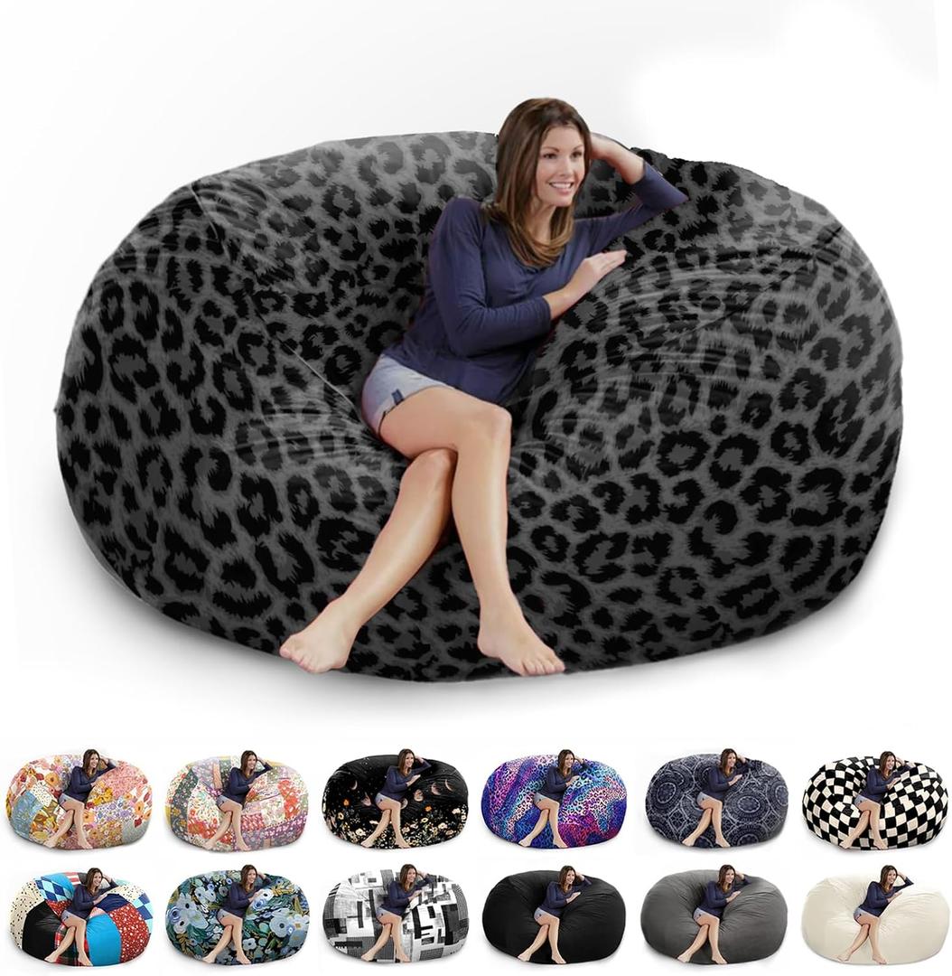 6FT Giant Velvet Bean Bag Chair Cover - Soft Fluffy Dutch Velvet, Comfy Oversized Lazy Sofa Cover