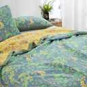 100% Cotton Muslin Botanical Blanket Jacquard Floral Plants Pattern Quilt, Soft Bed Cover Lightweight Breathable Gauzy Reversible Bedspread Coverlet Full/Queen(78"x94"), No Pillow Sham