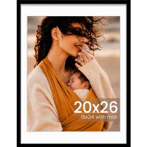20x26 Picture Frame, Photo Frame with HD Plexiglass, Display Pictures 18x24 with Mat or 20x26 Without Mat for Wall Display, Wall Hanging Photo Frame,1 Pack, Black