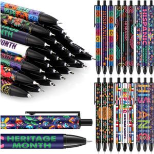 120 Pcs Hispanic Heritage Month Ballpoint Pen Bulk International Flags Retractable Pens Spanish Hispanic Heritage Month Gifts for Coworkers Staff Teacher Office Supplies