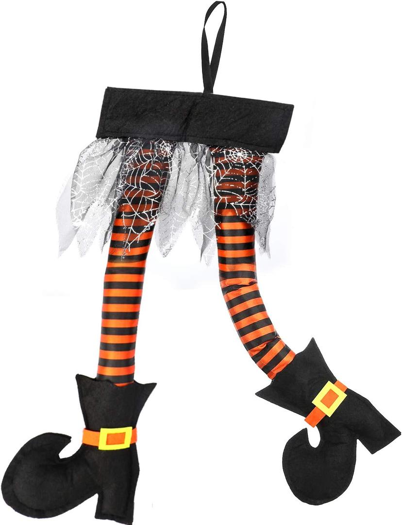 HOWAF Novelty Witch's Legs Decoration Sticking Out of Window Door Car Auto Trunk Outdoor Funny Decoration Wreath Halloween Fancy Costume Favor Supplies Accessories