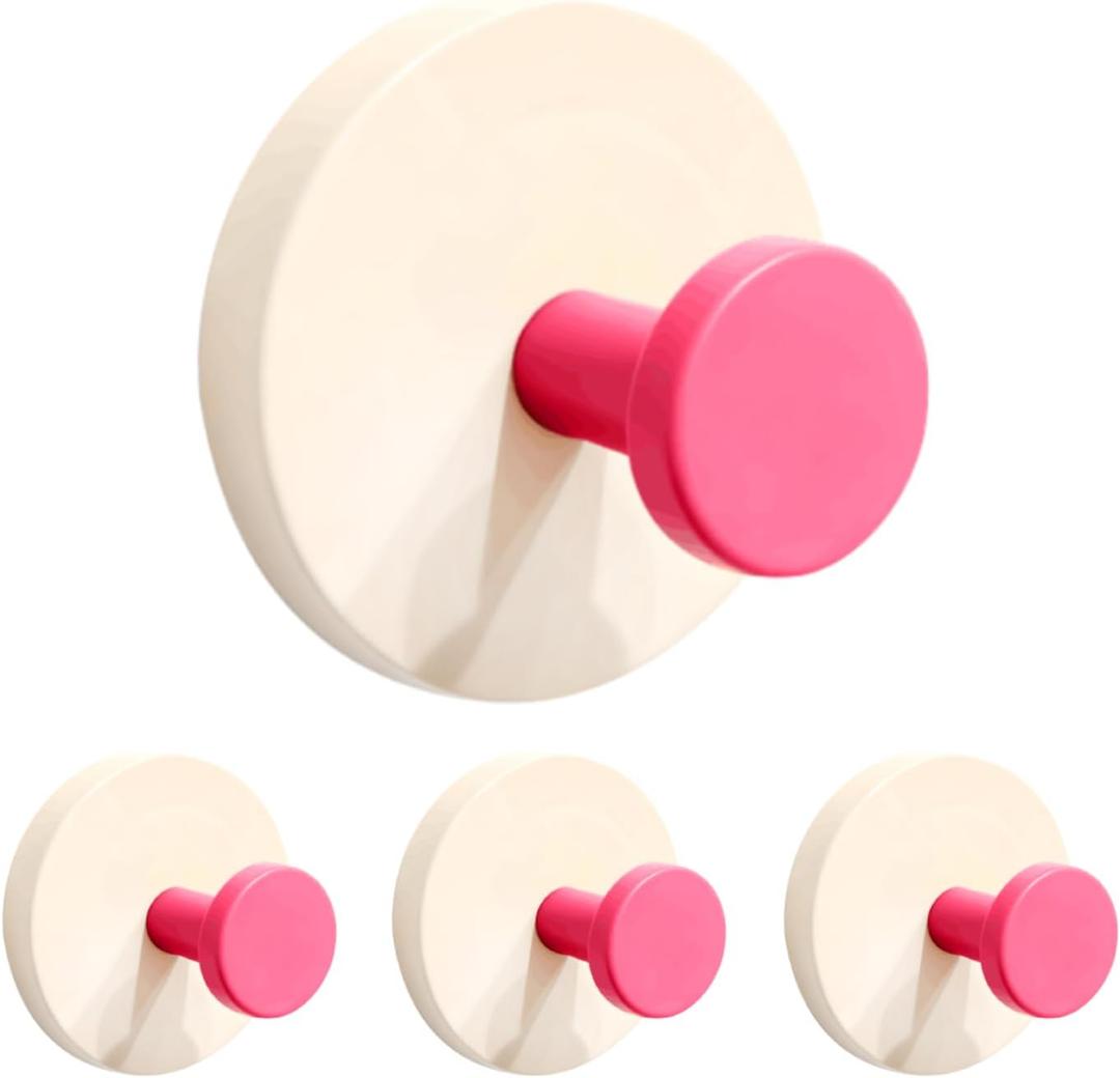 WSHSTS 2026 New Adhesive Wall Towel Hooks with Dual-Lock Design, Colorful Heavy Duty Sticky Holder Waterproof Shower Hooks Hanging Coat, Clothes, Closet Hook Wall Mount for Bathroom Kitchen