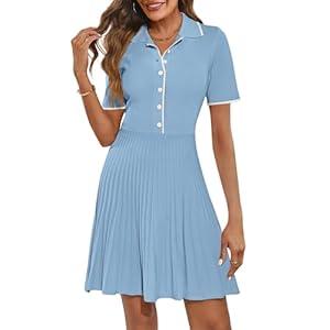 MEROKEETY Women's 2024 Casual Short Sleeve Long Dress Elegant Flowy Pleated Formal Cocktail Party Dress, Grey Blue, Large