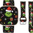 Watbro Christmas Watch Band Compatible with Fitbit Sense/Sense 2/Versa 3/Versa 4 Bands Women,Silicone Replacement Band for Fitbit Sense/Sense 2/ Versa 4/ Versa 3 Smartwatch (black)