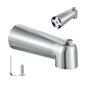 Enhon 7 Inch Slip on Tub Spout with Diverter, Compatible with Moen 3839/Moen 3853, Bathtub Diverter Spout Fits 1/2 Copper Water Tube(5/8 Diameter), 5/32 Hex Wrench(Brushed Nickel,Classic)