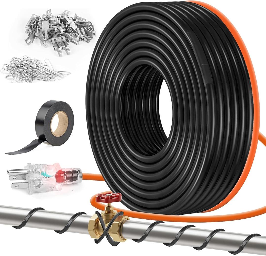 70FT3FT-200FT Pipe Heating Cable for Pipe Freeze Protection, Heat Cable for Water Pipes(Metal and Plastic), Pipe Heat Tape Keeps Water Flowing at -40F 5w/ft, 120V Plumbing Fixture