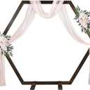 DearHouse Wooden Arch, 7.2FT Hexagon Wooden Wedding Arch for Ceremony Rustic Wedding Birthday Parties Indoor Outdoor Garden Decor, AWERT0-3