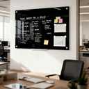 Black Dry Erase Board, 36" x 24" (3' x 2') Magnetic Large Black Glass Board Frameless Wall Mounted Glass Whiteboard for Office, School & Home with 1 Acrylic Pen Tray & 6 Strong Magnets