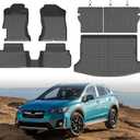 Mixsuper Floor Mat & Cargo Liner for Subaru Crosstrek 2018-2023 & 2017-2023 Impreza (Not Hybrid Models),All Weather TPE Floor Liners for Crosstrek Accessories,Full Set Anti-Slip Car Mats,Black