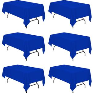 BRILLMAX 6 Pack Royal Blue Tablecloths 60 x 102 Inch for 6ft Rectangle Tables - 150 GSM Polyester Fabric, 15" Standard Drop, Water, Stain & Wrinkle Resistant Cloth Cover for Wedding Dining Buffet