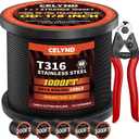Black Stainless Steel Cable for Railing - 1000FT 1/8" T316 Wire Rope for Deck Cable Railing System Kit, 0.13 inches