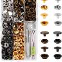 320 Pcs Stainless Steel Snap Button Kit, 15mm Heavy Duty Snap Button Press Studs Cap with 3 Setter Tool & 59'' tape measure, Snap Fastener Kit for Fabric Bag Leather Clothes Boat Canvas (80Set/4Color)