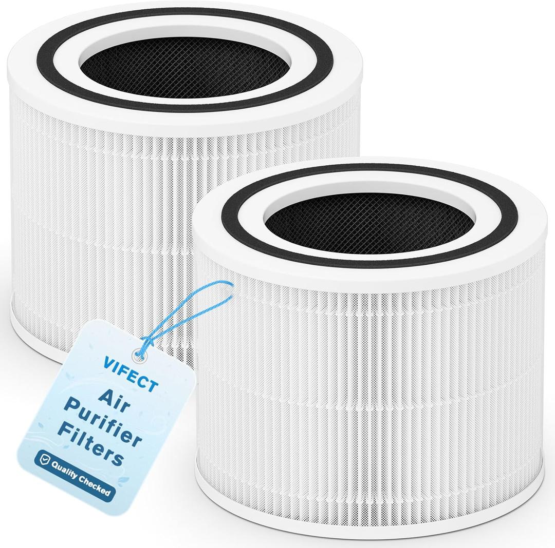 2 Pack Core 300 Replacement Filter for LEVOIT Core 300 Core300-P Core 300S Core 300S/P VortexAir Air Purifier, Core 300-RF, 3-in-1 H13 Grate True HEPA Activated Carbon, White, Core 300-P