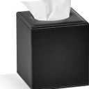 Tissue Box Cover Square Tissue Box Holder for Bathroom (Black)