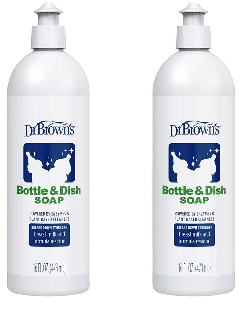 Dr. Brown's Bottle & Dish Soap for Baby Bottles and Baby Accessories, Plant-Derived, Fragrance-Free, 16 fl oz, 2 Pack
