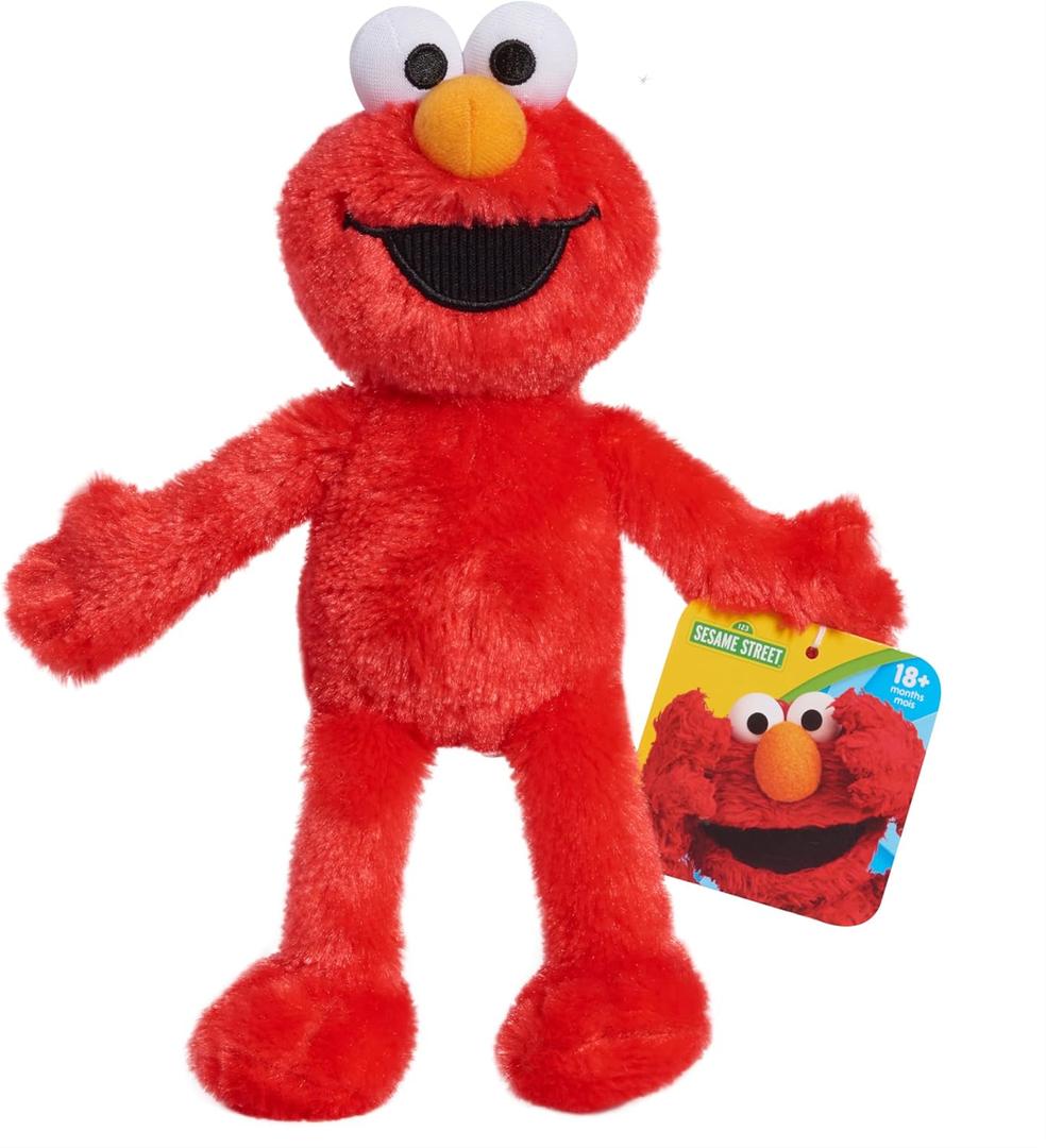 Just Play Sesame Street Friends 8-inch Elmo Sustainable Plush Stuffed Animal, Kids Toys for Ages 18 Month