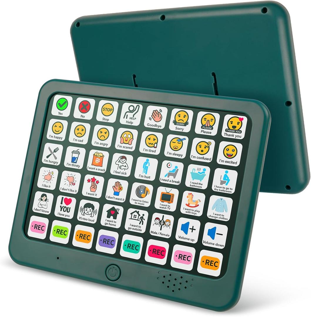 AAC Device for Autism & Nonverbal Kids and Adults, 37 Preloaded Buttons + 8 Recordable Keys, Communication Board for Speech Therapy & Special Education, Home & School Use, Male/Female Voice