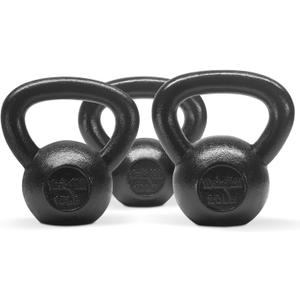 Yes4All Kettlebell Sets, 5 - 10 - 15 - 20 - 25 - 30 LB Cast Iron Strength Training Kettlebells, Wide Handles & Flat Bottom, Multi-Level from Beginners to Pros for Strength Training & Home Gym